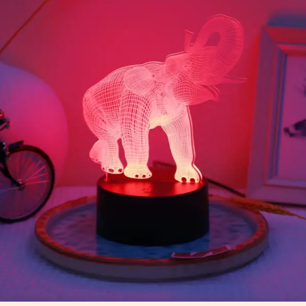 NEW IN BOX 🐘 USB POWERED 7-COLOR 3D ELEPHANT DESKTOP NIGHTSTAND NIGHTLIGHT LAMP - Picture 5 of 9